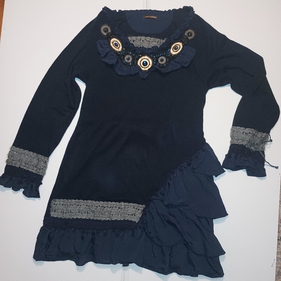 john fashion sweater dress John Fashion Stylish Sweater Dress Size M Cole Black/White (B)